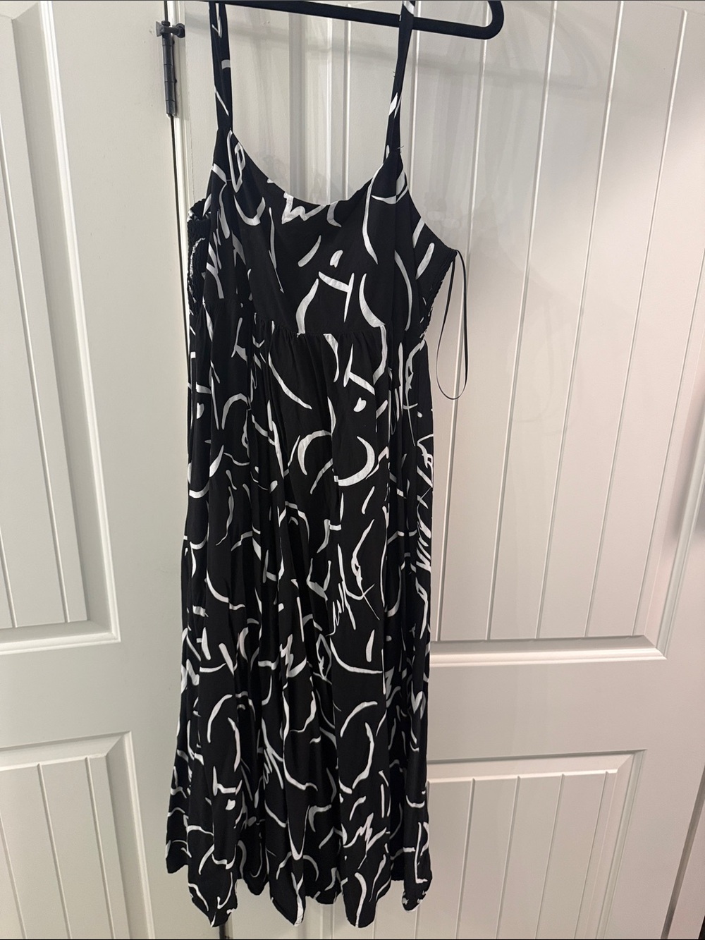 Abstract Black & White Midi Slip Dress